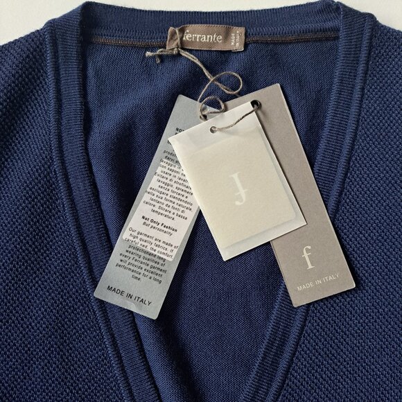 NEW Ferrante Men's 100% Merino Wool Blue Vest Size 54/ XL - Picture 9 of 13